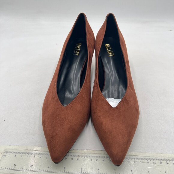 miss left Coffee Kitten Heels Office Professional Shoes Pointed Toe V-Cut Pumps - Picture 3 of 8